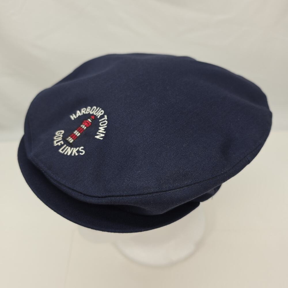 Vintage Harbour Town Golf Links Newsboy Hat Cap Navy Lighthouse Texace Made USA
